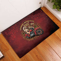 Native American Rider Rubber Doormat Legendary Motorcycle Vintage Pin Up Girl - Wonder Print Shop