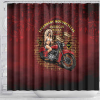 Native American Rider Shower Curtain Legendary Motorcycle Vintage Pin Up Girl - Wonder Print Shop