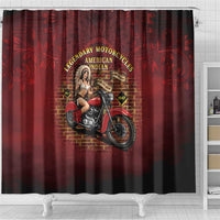 Native American Rider Shower Curtain Legendary Motorcycle Vintage Pin Up Girl - Wonder Print Shop