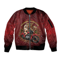 Native American Rider Sleeve Zip Bomber Jacket Legendary Motorcycle Vintage Pin Up Girl - Wonder Print Shop