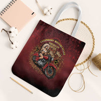Native American Rider Tote Bag Legendary Motorcycle Vintage Pin Up Girl - Wonder Print Shop
