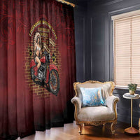 Native American Rider Window Curtain Legendary Motorcycle Vintage Pin Up Girl - Wonder Print Shop