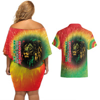 Juneteenth Freedom Day Couples Matching Off Shoulder Short Dress and Hawaiian Shirt Reggae Tie Dye Style LT05 - Wonder Print Shop