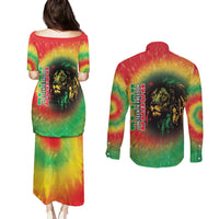 Juneteenth Freedom Day Couples Matching Puletasi and Long Sleeve Button Shirt Reggae Tie Dye Style LT05 - Wonder Print Shop