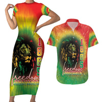 Juneteenth Freedom Day Couples Matching Short Sleeve Bodycon Dress and Hawaiian Shirt Reggae Tie Dye Style LT05 - Wonder Print Shop
