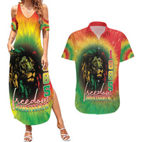 Juneteenth Freedom Day Couples Matching Summer Maxi Dress and Hawaiian Shirt Reggae Tie Dye Style LT05 - Wonder Print Shop
