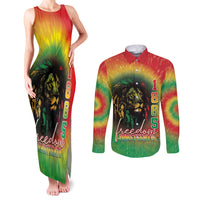 Juneteenth Freedom Day Couples Matching Tank Maxi Dress and Long Sleeve Button Shirt Reggae Tie Dye Style LT05 - Wonder Print Shop