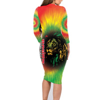 Juneteenth Freedom Day Family Matching Long Sleeve Bodycon Dress and Hawaiian Shirt Reggae Tie Dye Style LT05 - Wonder Print Shop