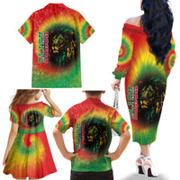 Juneteenth Freedom Day Family Matching Off The Shoulder Long Sleeve Dress and Hawaiian Shirt Reggae Tie Dye Style LT05 - Wonder Print Shop