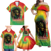 Juneteenth Freedom Day Family Matching Off Shoulder Maxi Dress and Hawaiian Shirt Reggae Tie Dye Style LT05 - Wonder Print Shop