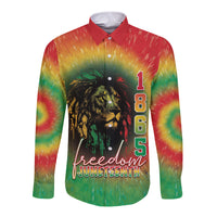 Juneteenth Freedom Day Long Sleeve Button Shirt Reggae Tie Dye Style LT05 - Wonder Print Shop