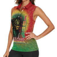 Juneteenth Freedom Day Women Sleeveless Polo Shirt Reggae Tie Dye Style LT05 - Wonder Print Shop