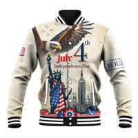 Personalised United States Independence Day Baseball Jacket Freedom 4th Of July Beige Version LT05 - Wonder Print Shop