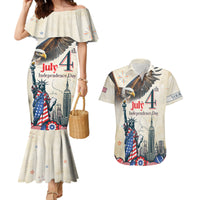 Personalised United States Independence Day Couples Matching Mermaid Dress and Hawaiian Shirt Freedom 4th Of July Beige Version LT05 - Wonder Print Shop