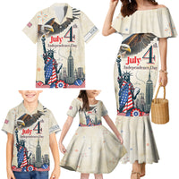 Personalised United States Independence Day Family Matching Mermaid Dress and Hawaiian Shirt Freedom 4th Of July Beige Version LT05 - Wonder Print Shop