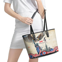 United States Independence Day Leather Tote Bag Freedom 4th Of July Beige Version LT05 - Wonder Print Shop