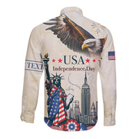 Personalised United States Independence Day Long Sleeve Button Shirt Freedom 4th Of July Beige Version LT05 - Wonder Print Shop