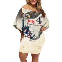 United States Independence Day Off Shoulder Short Dress Freedom 4th Of July Beige Version LT05 - Wonder Print Shop