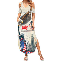 Personalised United States Independence Day Summer Maxi Dress Freedom 4th Of July Beige Version LT05 - Wonder Print Shop