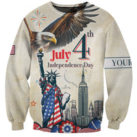 Personalised United States Independence Day Sweatshirt Freedom 4th Of July Beige Version LT05 - Wonder Print Shop