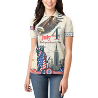 Personalised United States Independence Day Women Polo Shirt Freedom 4th Of July Beige Version LT05 - Wonder Print Shop