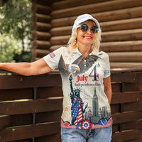 Personalised United States Independence Day Women Polo Shirt Freedom 4th Of July Beige Version LT05 - Wonder Print Shop