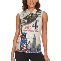 United States Independence Day Women Sleeveless Polo Shirt Freedom 4th Of July Beige Version LT05 - Wonder Print Shop