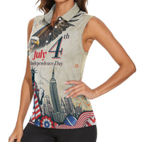 United States Independence Day Women Sleeveless Polo Shirt Freedom 4th Of July Beige Version LT05 - Wonder Print Shop