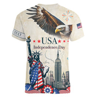 Personalised United States Independence Day Women V-Neck T-Shirt Freedom 4th Of July Beige Version LT05 - Wonder Print Shop