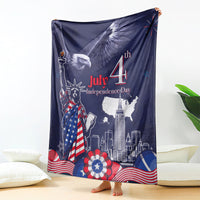 United States Independence Day Blanket Freedom 4th Of July Navy Version