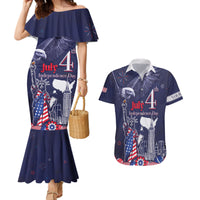Personalised United States Independence Day Couples Matching Mermaid Dress and Hawaiian Shirt Freedom 4th Of July Navy Version LT05 - Wonder Print Shop