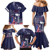 Personalised United States Independence Day Family Matching Mermaid Dress and Hawaiian Shirt Freedom 4th Of July Navy Version LT05 - Wonder Print Shop