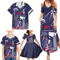 Personalised United States Independence Day Family Matching Summer Maxi Dress and Hawaiian Shirt Freedom 4th Of July Navy Version LT05 - Wonder Print Shop