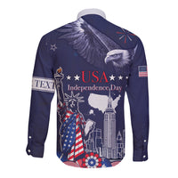 Personalised United States Independence Day Long Sleeve Button Shirt Freedom 4th Of July Navy Version LT05 - Wonder Print Shop