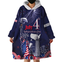 Personalised United States Independence Day Wearable Blanket Hoodie Freedom 4th Of July Navy Version LT05 - Wonder Print Shop