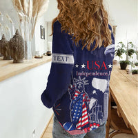 Personalised United States Independence Day Women Casual Shirt Freedom 4th Of July Navy Version LT05 - Wonder Print Shop