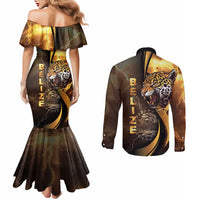 Belize Emancipation Day Couples Matching Mermaid Dress and Long Sleeve Button Shirt A Nation Proud And Free - Wonder Print Shop