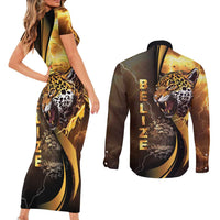 Belize Emancipation Day Couples Matching Short Sleeve Bodycon Dress and Long Sleeve Button Shirt A Nation Proud And Free - Wonder Print Shop