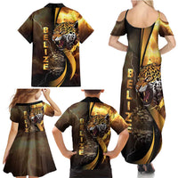 Belize Emancipation Day Family Matching Summer Maxi Dress and Hawaiian Shirt A Nation Proud And Free - Wonder Print Shop