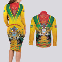 Guyana Emancipation Day Couples Matching Long Sleeve Bodycon Dress and Long Sleeve Button Shirt Guyanese And Pride - Wonder Print Shop