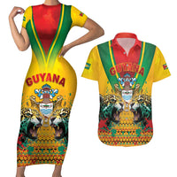 Guyana Emancipation Day Couples Matching Short Sleeve Bodycon Dress and Hawaiian Shirt Guyanese And Pride - Wonder Print Shop