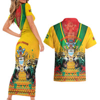 Guyana Emancipation Day Couples Matching Short Sleeve Bodycon Dress and Hawaiian Shirt Guyanese And Pride - Wonder Print Shop