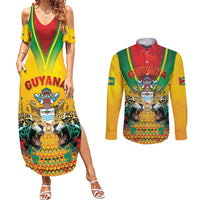 Guyana Emancipation Day Couples Matching Summer Maxi Dress and Long Sleeve Button Shirt Guyanese And Pride - Wonder Print Shop