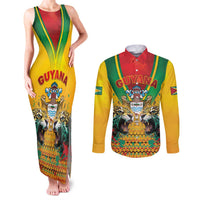 Guyana Emancipation Day Couples Matching Tank Maxi Dress and Long Sleeve Button Shirt Guyanese And Pride - Wonder Print Shop
