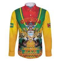 Guyana Emancipation Day Family Matching Off The Shoulder Long Sleeve Dress and Hawaiian Shirt Guyanese And Pride - Wonder Print Shop