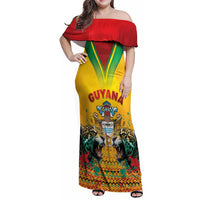 Guyana Emancipation Day Family Matching Off Shoulder Maxi Dress and Hawaiian Shirt Guyanese And Pride - Wonder Print Shop