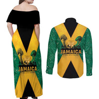Jamaica Emancipation Day Couples Matching Off Shoulder Maxi Dress and Long Sleeve Button Shirt Wi Likkle But Wi Tallawah - Wonder Print Shop