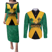 Jamaica Emancipation Day Couples Matching Puletasi and Long Sleeve Button Shirt Wi Likkle But Wi Tallawah - Wonder Print Shop
