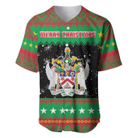 Saint Kitts And Nevis Christmas Baseball Jersey Coat Of Arms Xmas Vibe - Wonder Print Shop