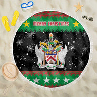 Saint Kitts And Nevis Christmas Beach Blanket Coat Of Arms Xmas Vibe - Wonder Print Shop